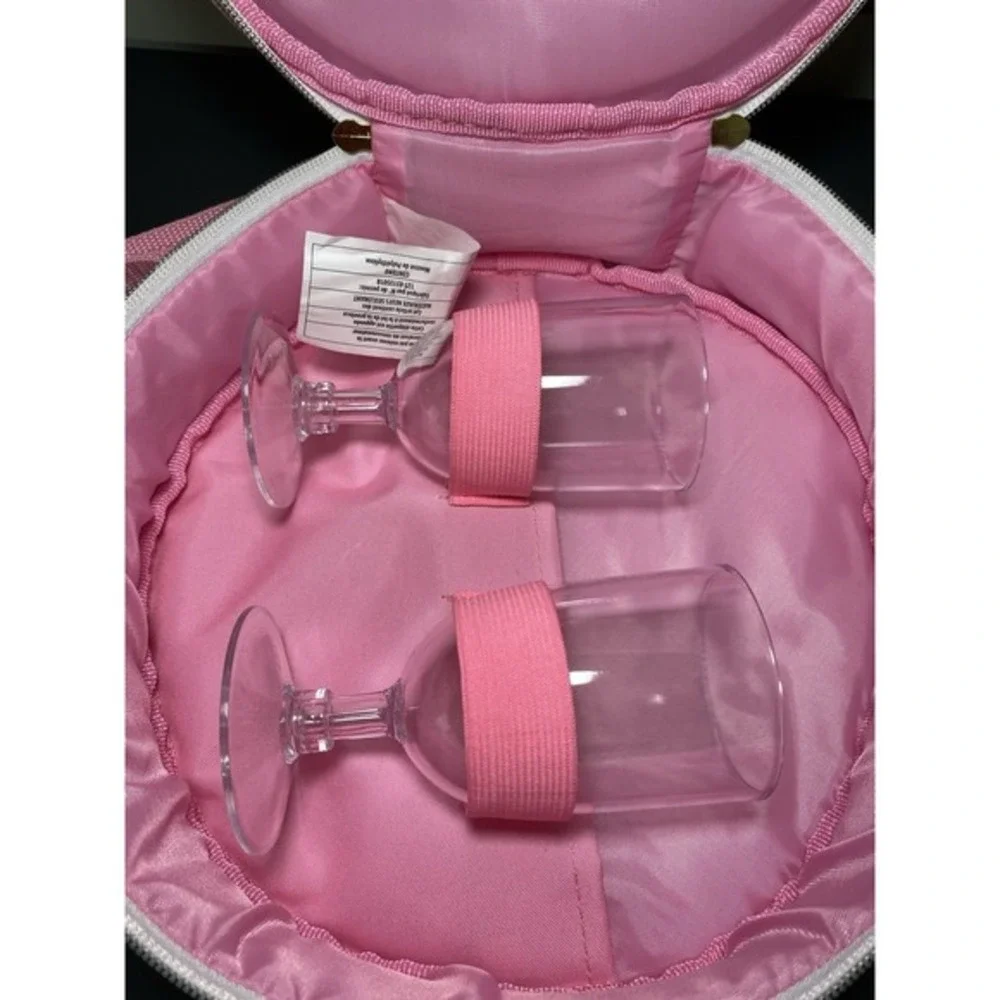 Lilly Pulitzer Havana Picnic Cooler‎ Bag Forks, Knives & Wine Glasses